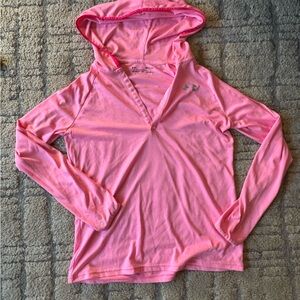 Under Armour Pink Hooded V-Neck Long Sleeve Top